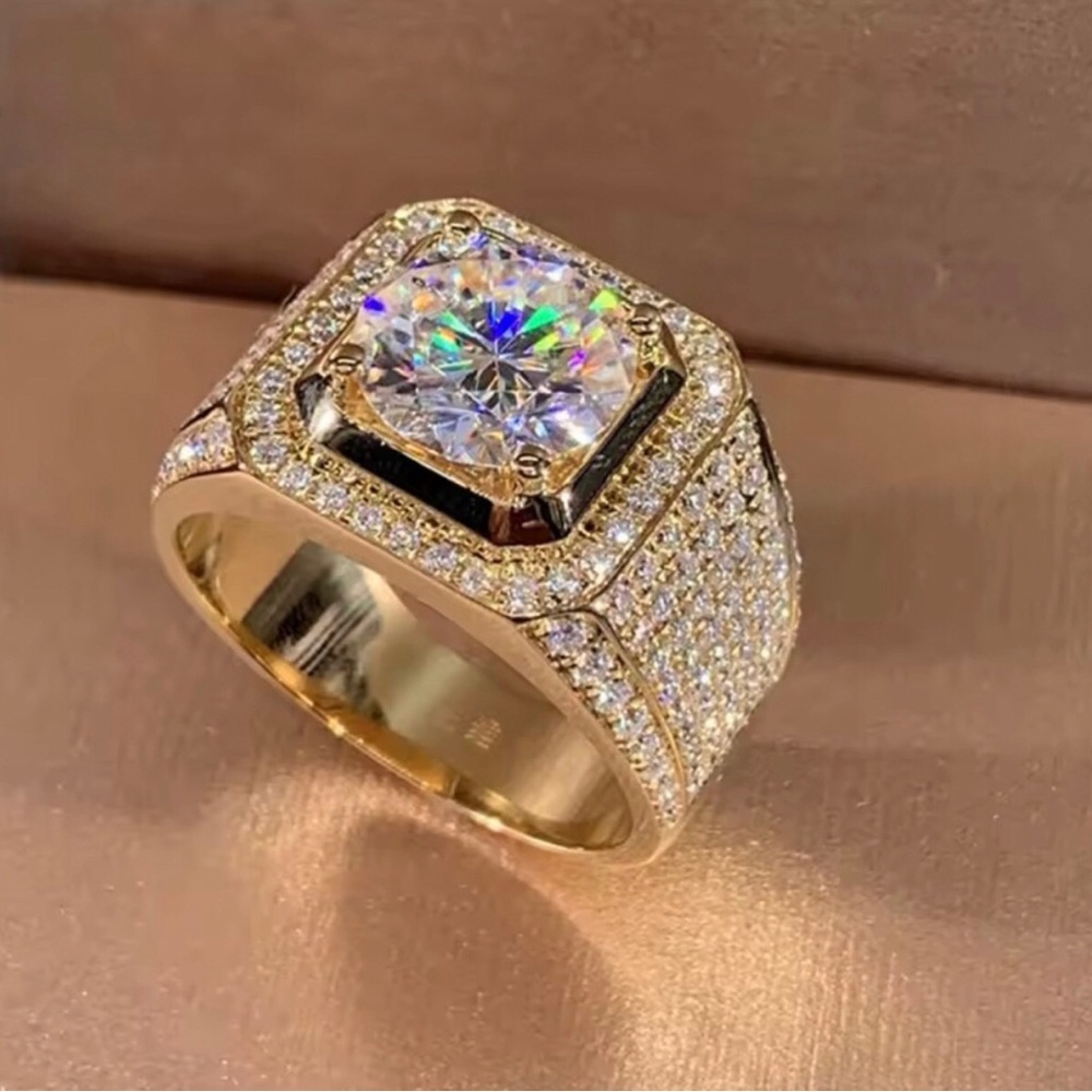 Gold Pavé Cubic Zirconia Statement Ring